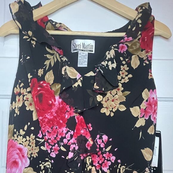 NWTs Sheri Martin Flattering Floral Ruffle Dress Size 16 - Picture 9 of 14
